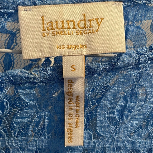 Laundry By Shelli Segal Blue Lace Tank Top - Picture 2 of 5